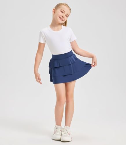 Girls Athletic Skort Soft Breathable Skirt with Built-in Shorts & Pocket, Sports Outfit for Running School2