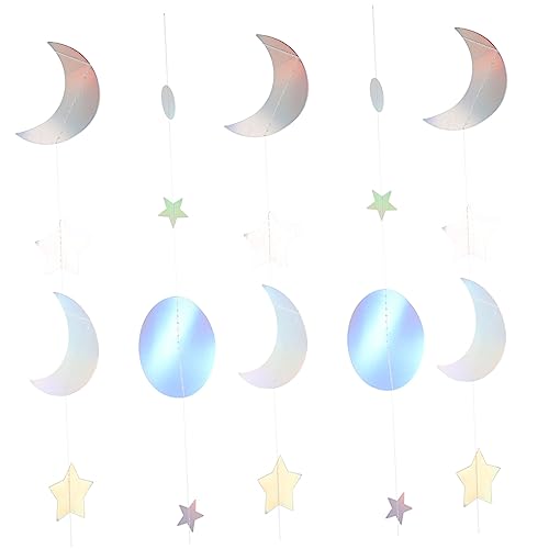 Ciieeo 2 Sets Star Moon Pull Flower Flag Banner Paperboard Streamer Holiday Banner Party Prop Circle Dot Garland Decor Festival Hanging Pendants Paper Jam Round Paper String