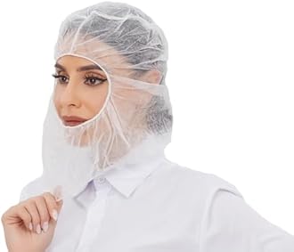 ZMDREAM Pack of 100 Disposable Hoods Bouffant Caps Full Face Hair Covers Polypropylene Hair Net Beard Cover Combo White