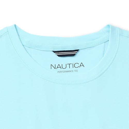 Nautica Mens Solid Crew Neck Short Sleeve Pocket T-Shirt T Shirt, Bright Aqua Blue, Large US
