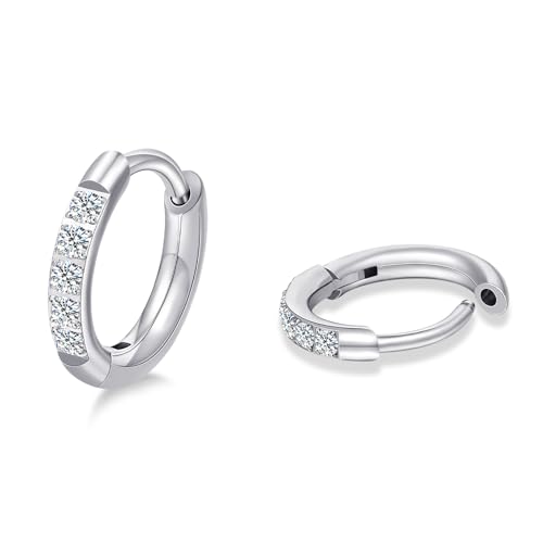 Limerencia G23 Pure Titanium Small Huggie Hoop Earrings,Hypoallergenic 18g Cartilage Hoops Cubic...