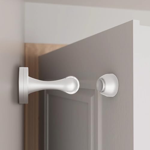 Solid Mental Magnetic Door Stop, Wall Mounted, White, 2 Pack