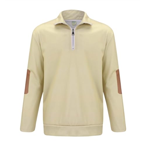 Mens Long Sleeve Sweatshirt Quarter Zip Loose Fit Mock Neck Coat Casual Solid Spring Tennis Sport Pullover Top3