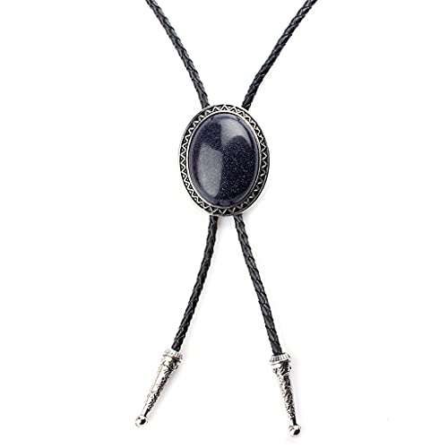 Image of Turquoise Agate Granite BOLO Tie for Men Women Leather Wedding Necklace Western Cowboy Necktie