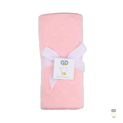 Image of GooseWaddle Luxury Knit Baby Blanket (30 inchx40 inch), Premium Comfort from Ultra Soft Fabrics That Get Softer with Use, Perfect for Any Infant Nursery, Machine Washable 100% Polyester (Pink)