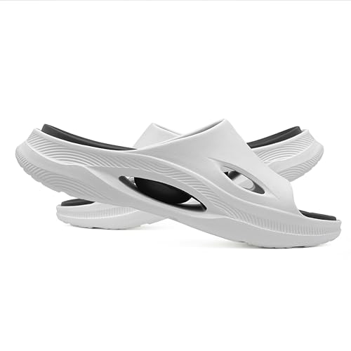 Mens Slides Soft Cushion Sport Sandals Plantar Fasciitis Arch Support Adjustable Thick Cushion Recovery Sandals Lightweight Cloud Open Toe Summer Slippers