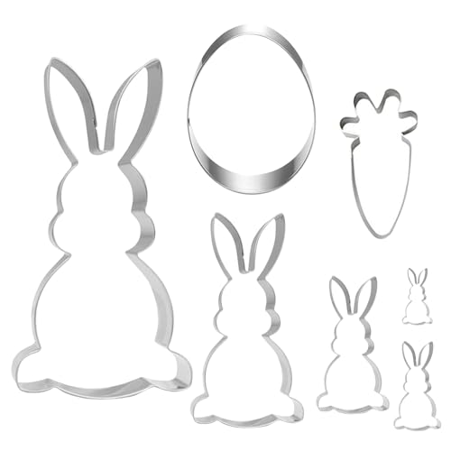 Bubuny Emporte Pièce Pâques, Set d'emporte-pièces Lapin de Pâques Emporte-pièces Oeuf de Pâques Lapin Biscuits Lapin Pâques Moule Biscuit pour Pâtisserie