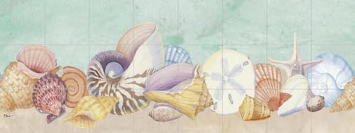 Ceramic Backsplash Tile Mural Sea Shell Themed Kitchen/Bathroom/Shower - Pastel Shell Border - Paul Brent