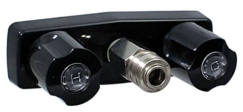 Exterior Spray Port 4 Inch Center 1-1/2 Inch Shank Length 2 Black Knob Handle Plastic Compression Valve Black Plastic Underbody