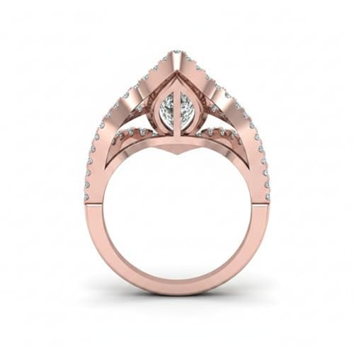 Image of Choose Your Gemstone Royal Empress Ring rose gold plated Marquise Shape Halo Engagement Rings Affordable for your Girlfriend, Wife, Partner Wedding US Size 4 to 12