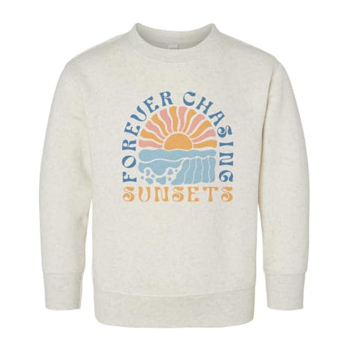 Retro Forever Chasing Sunsets Kids Sweatshirt Toddler 3T Natural Heather