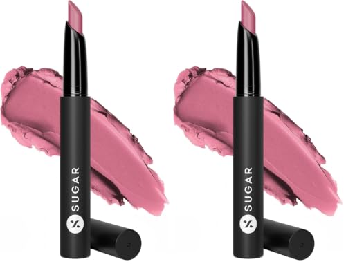 Image of SUGAR Cosmetics Matte Attack Lipstick for Women | Transferproof & Smudgeproof | Lasts upto 12hrs | Enriched With Jojoba Oil | 2gm - Blush Eyed Peas (Pack of 2)