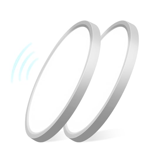 2 Stück Deckenleuchte mit Bewegungsmelder, 18W 1800LM LED Lampe mit Radar Bewegungssensor Innen, Runde IP44 Deckenlampe Ultraflach 4000K Neutralweiß Lampe für Flur Treppe Keller Balkon Lager, φ23CM