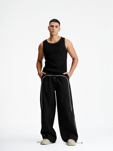 Image of BONKERS Black Sporty Deconstructed Loose Pants