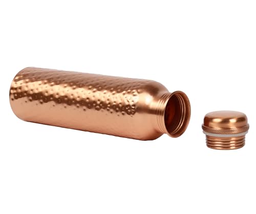 Image of Pure Copper Water bottle | 100% Pure Copper Water Bottle I Leak Proof & Rust Proof I Copper Bottle for Home, School & Office | Matte Finish (Hammered, 1)