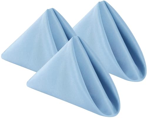 Image of Dining Table Napkins Polycotton Set of 6 Cloth Napkins for Dining Table Dinner Napkins Cloth 17x17 Inches for Party Wedding Cocktails Restaurant Decoration Regular Use Napkins-Light Blue