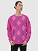 KPop Demon Hunters Baby Saja's Argyle Crewneck Sweatshirt, Adult Unisex Soft Cozy Pullover - Officially Licensed - X-Large Pink