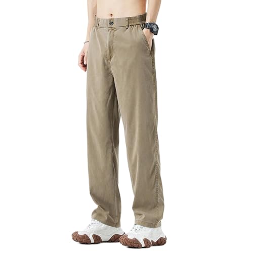 Summer Men's Jeans Loose Straight Pants Elastic Waist Korea Casual Trouser