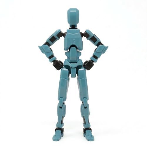 Image of VAALI Dummy 13 Action Figure Fully Assembled T13 Articulated Robot Toy with 12 Accessories (Swords Guns Extra Hands) 3D Printed Poseable Desktop Figure for Stop Motion Artists Gamers 5.4 inch (Teal Blue)