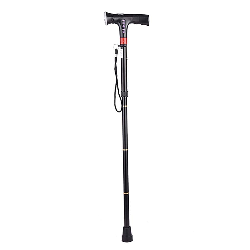Bastón para Caminar para Personas Mayores Bastón Plegable con luz LED y botón de Alarma, bastón Ligero, Plegable, portátil, Ajustable, para Hombres, Mujeres, Andador con Ruedas para Personas Mayores,