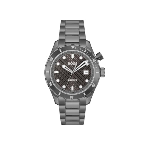 Hugo Boss BOSSMATIC Mens Grey Dial Grey Steel Watch 1514213