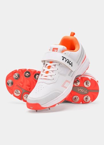 Image of TYKA Cricket Shoes Spikes for Men | Synthetic PU Upper | Genuine Rubber and Phylon Sole | Lace Closure | Field Sports Shoes | Grip Support | Practice & Match Play