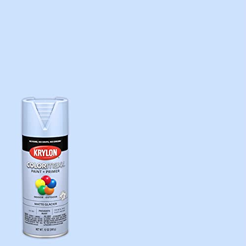 Image of Krylon K05551007 COLORmaxx Spray Paint and Primer for Indoor /Outdoor Use, Matte Glacier Blue, 12 Ounce (Pack of 1)