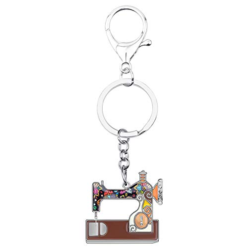Enamel Metal Novelty Sewing Machine Key Chains For Women Girl Gift Car Purse Bag Rings Charms (Brown) #TOP3