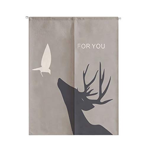 のれん ノレン 暖簾 綿麻 幅72 幅85 丈90/120/150/180/200 インテリア デザイン 簡約 北欧 シンプル モダン トナカイ 鹿 爽やか 目隠し 間仕切り 玄関 和室 洋室 キッチン リビング マンション 賃貸部屋 洗面所 寝室 小窓用