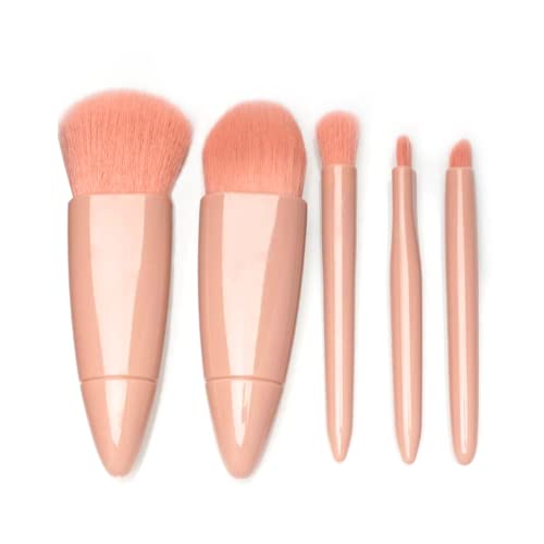 Mj Jomay Mini Makeup Brush Set, Portable Mini Makeup Brush Case, Professional Travel Makeup Brush Set, Comes With Mirror, Ladies Face Eyebrow Blush And Lip Gloss (Pink) #TOP2