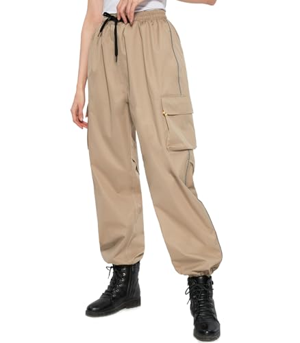 RainRider Rain Pants Waterproof Men Women Lightweight Rain Over Trousers Cargo Hiking Pants for Golf Riding Fishing(Khaki L)