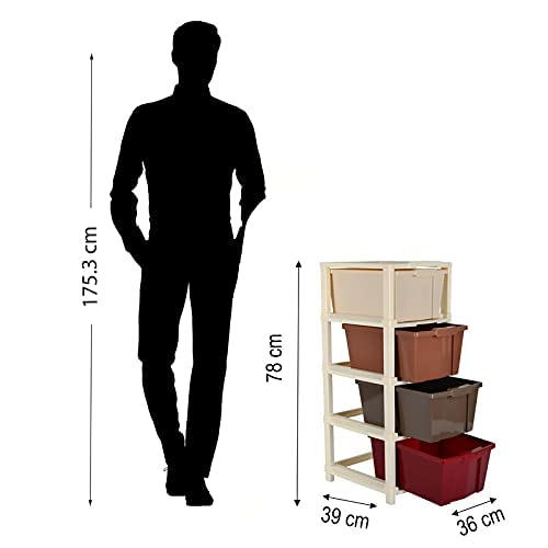 Image of Joyful Studio 4 XL Plastic Modular Drawer System (Brown, 31x39 x80.9 cm)