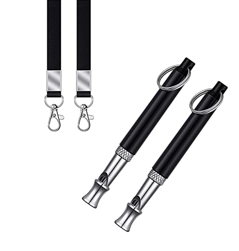 ROFAKU Dog Whistle, 2022 New 2PCS Ultrasonic Dog Whistle to Stop Barking Neighbors Dog, Professional Adjustable Silent Dog Whistle Training Tools for Dogs with Black Strap Lanyard