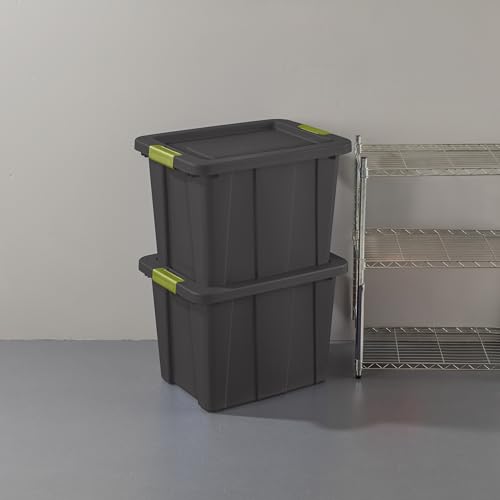 Image of Sterilite Latching Tuff1 Tote Containers w /Lids, 18 Gallon, 6-Pack | Flat Gray, Large Plastic Storage Bins - Heavy-Duty Stackable Organizer Boxes for Home, Office, Basement, Closet, & Garage