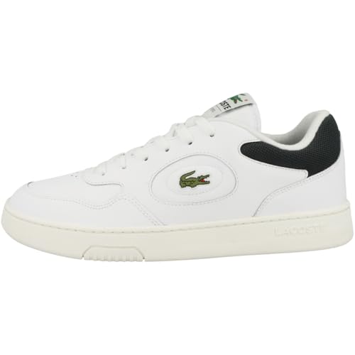 Lacoste Baskets Lineset en Cuir pour Homme, Blanc, 43 EU, Blanc/Vert, 43 EU
