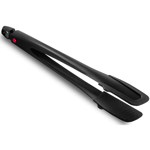 Professional Stainless Steel Kitchen Tongs, Dishwasher safe 12” Black
