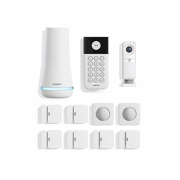 SimpliSafe 11 Piece Wireless Home Security System Gen 3 with Wireless Indoor HD Camera – Optional 24/7 Professional Monitoring – No Contract – Compatible with Alexa and Google Assistant,White