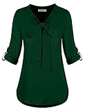 Moyabo Womens Bow Tie Neck Long/Short Sleeve Casual Office Chiffon Blouse Top