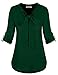 Moyabo Womens Bow Tie Neck Long/Short Sleeve Casual Office Chiffon Blouse Top