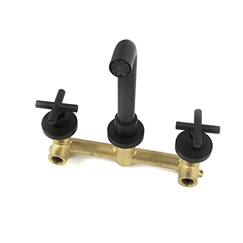 Grifo de baño cepillado mate de pared con doble manija funcional 4