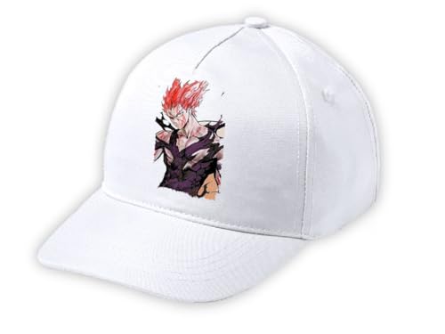 MERCHANDMANIA Gorra Blanca Niño garou kaijin Rojo One Punch Man Lucha Combate peleas Blanca Kid Cap