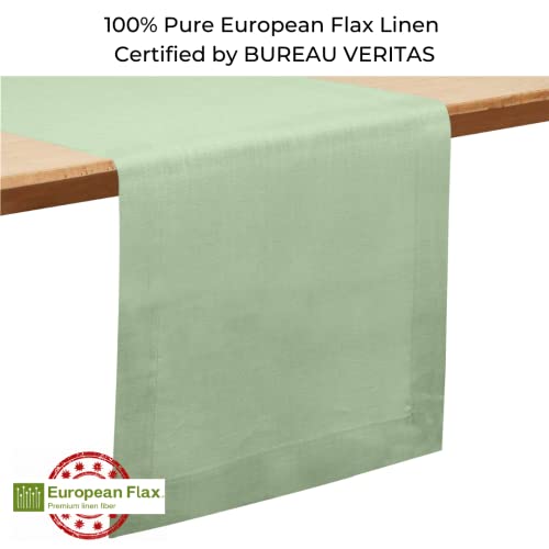 D'Moksha Homes Linen Table Runner 92 CM, 100% Pure Linen Sage Green Small Table Runner 36 x 92 cm for Dresser Coffee Tables - Image 2