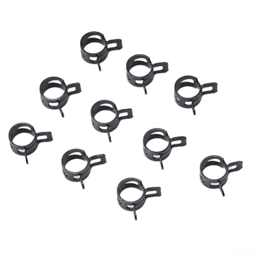 Abrazadera de manguera con clip de resorte, negro, 10 piezas, reutilizable, flexible, distribución de presión (14 mm)