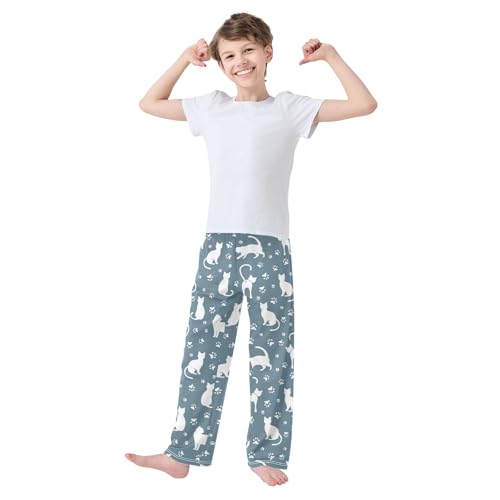 Boys' Pants Fun Cat Animal Long Bottoms Jogger Pants Elastic Waist Trousers with Pockets S-XL2