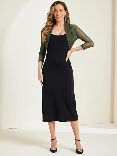 Image of Allegra K Mesh Sheer Cardigan for Women 3 /4 Sleeve Crop Bolero Shrug