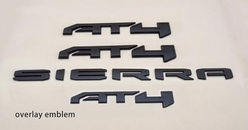 Image of 4PCS Kits AT4 Overlay Emblem Badge Sticker Sierra Replacement for 2019-2024 Sierra 1500 (Matte Black)