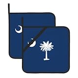 Juego de agarraderas resistentes al calor con la bandera de Carolina del Sur, almohadillas calientes antiquemaduras para hornear, asar, barbacoa y uso en la cocina