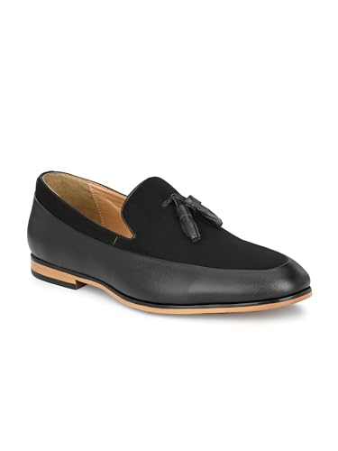 Image of San Frissco Men's Loafers Casual Slip On Leatherette Tassle Velvet Shoes for Daily Use /Soft Cushioned Footbed with TPR Sole /Stylish Trending Lightweight Shoe for Party and Weddings