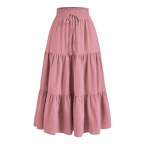 Women's Skirts Women's Summer Comfy Tiered Elastic High Waisted Skirt Casual Floral Printed A Line Skirts