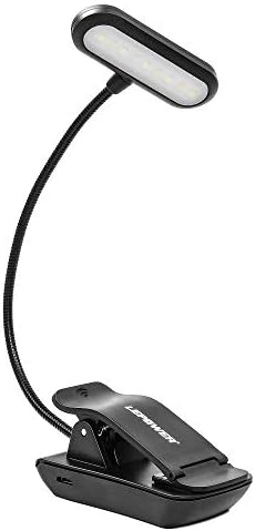 LEPOWER 9 LED Book Light Clip on, Reading Light, Portable Music Stand Light/Piano Light, Lightweight Clip Light, Eye Caring 3 Color 3 Brightness, USB Rechargeable, Perfect for Bookworms & Kids